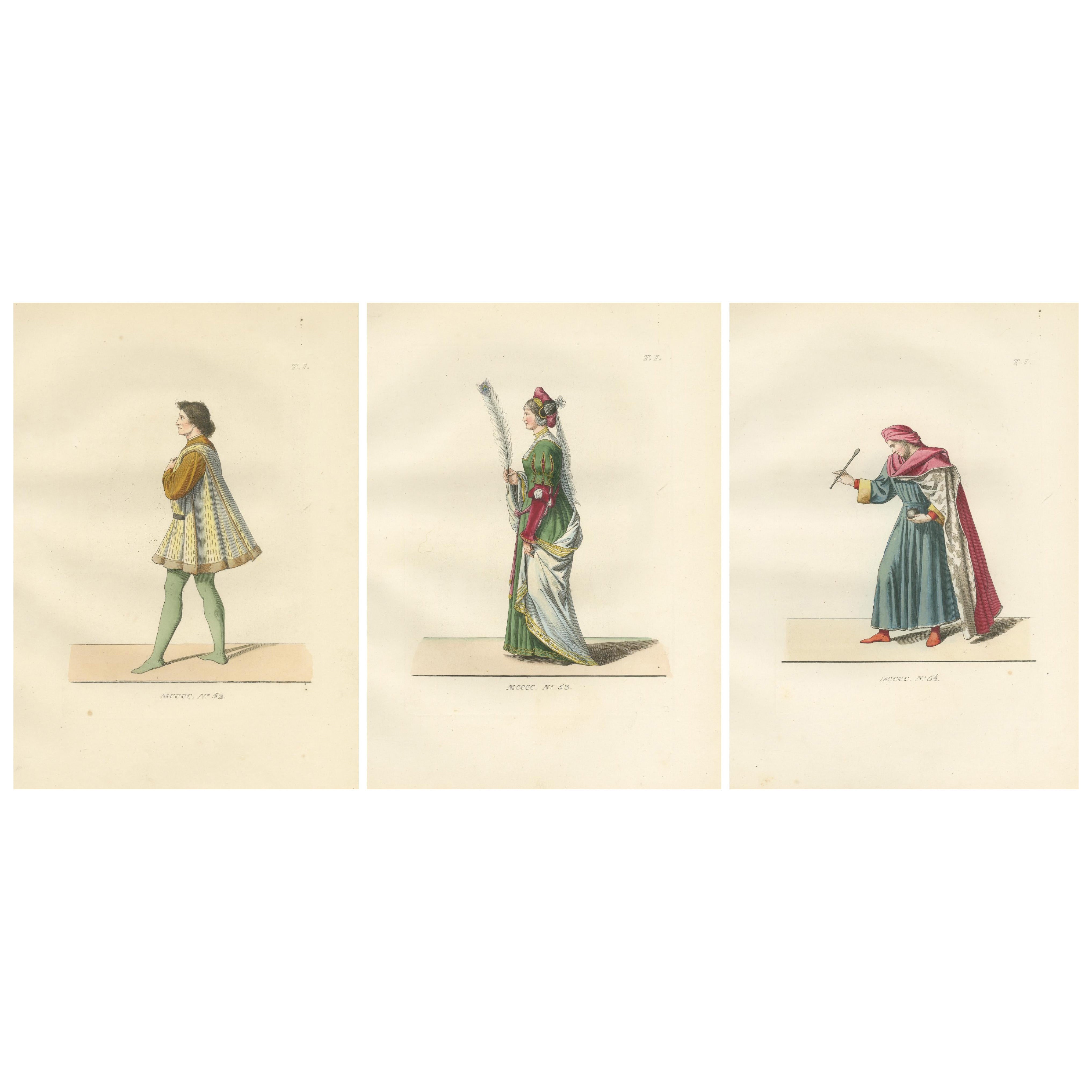 Young Sienese, Noblewoman, and Apothecary in Medieval Italian Dress - 1845