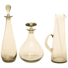 Scandinavian Modern Smoked Glass Barware Set