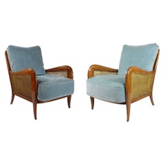1940 Paolo Buffa Cane Wood Italian Design Paire de fauteuils