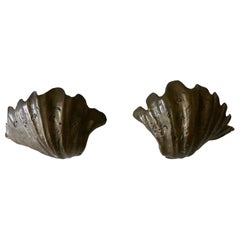 Set of Two Rare Mid Century Modern Cast Bronze Sea Shell Sconces Germany 1960s