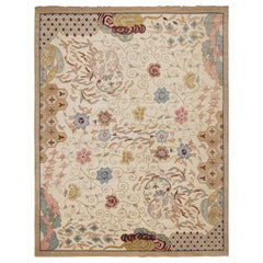 Rug & Kilim’s Chinese Art Deco Style Rug in Beige-Brown with Floral Patterns