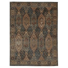 Alfombra de estilo tribal Rug & Kilim con diseño geométrico azul, marrón, rojo y dorado