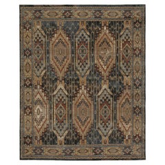 Alfombra de estilo tribal Rug & Kilim con diseño geométrico azul, marrón, rojo y dorado