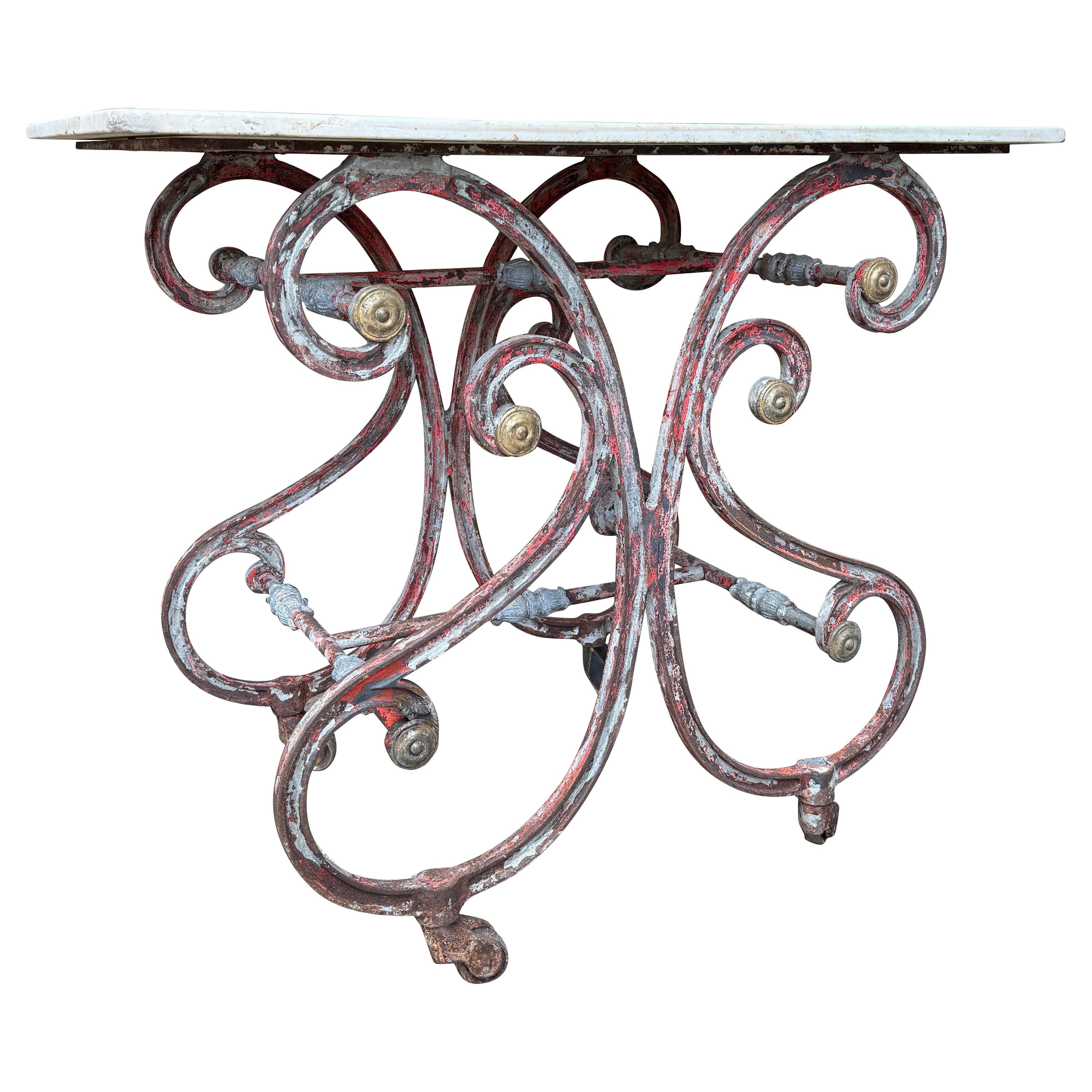 19th Century French Iron & Marble Butchers Table For Sale