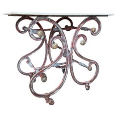 19th Century French Iron & Marble Butchers Table