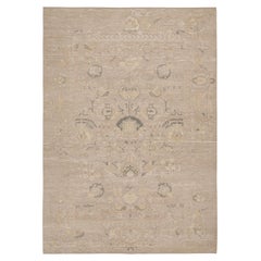 Rug & Kilim’s Oushak Style Rug in Beige, Gray & Gold Geometric Patterns