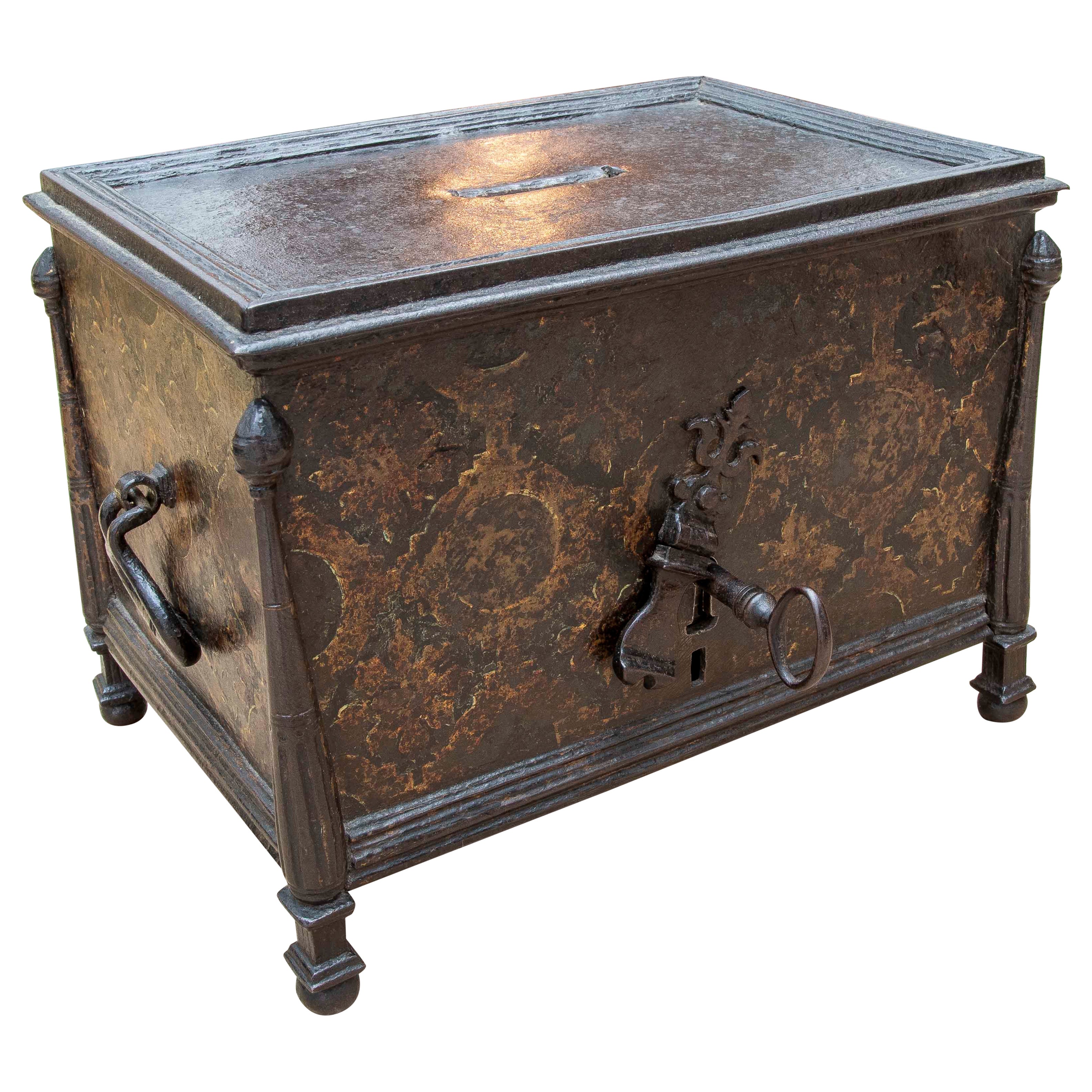16th Wrought Iron Safe, Renaissance Style, for Donations or Cash Chest For Sale