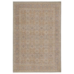 Rug & Kilim’s Oushak Style Rug in Beige-Brown & Blue Geometric Patterns