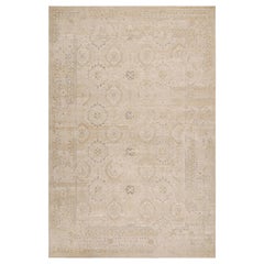 Rug & Kilim’s Oushak Style Rug in Beige & grey Geometric Patterns
