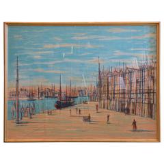 Large Framed and Signed Watercolor and Gouache on Paper by Jean Carzou 1