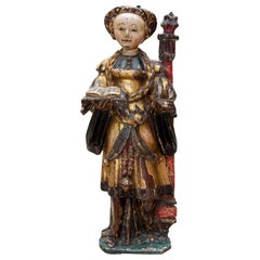 15. Polychrome Holzskulptur der Heiligen Barbara. Mechelen.