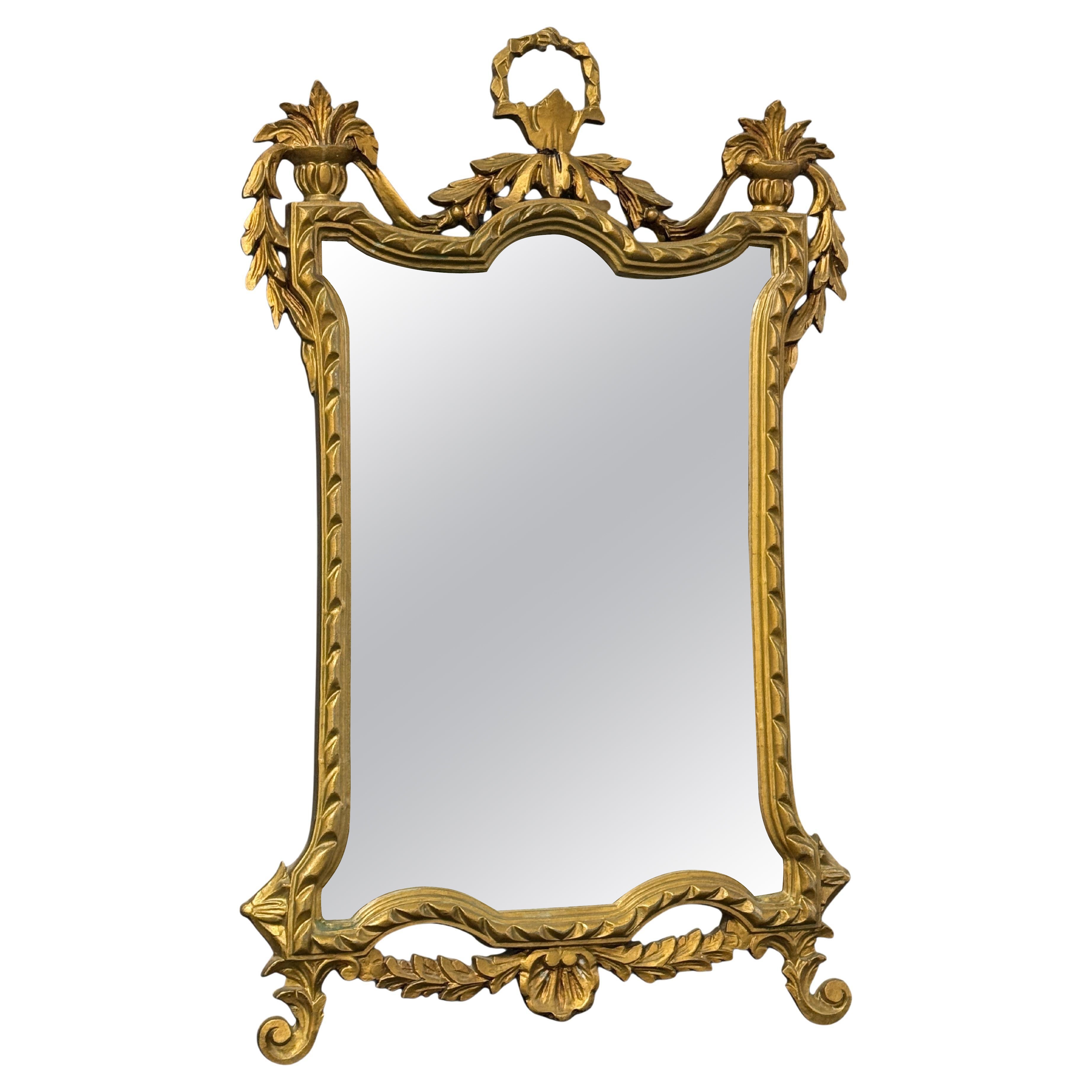 Empire Style Gilded Tole Toleware Mirror Vintage, Italy, 1950s