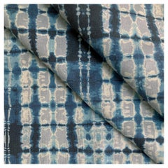 Ripple Fabric in Silver and Indigo, Belgian Linen (Fabric by the Yard)