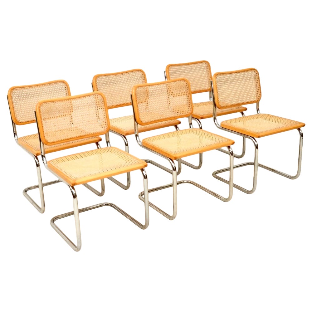 Vintage Set of Six Italian Cesca Dining Chairs