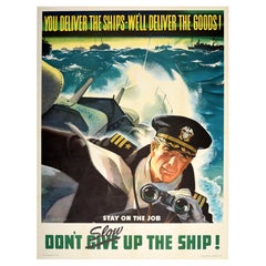 Original Vintage War Propaganda Poster Don't Slow Up The Ships WWII Jon Whitcomb