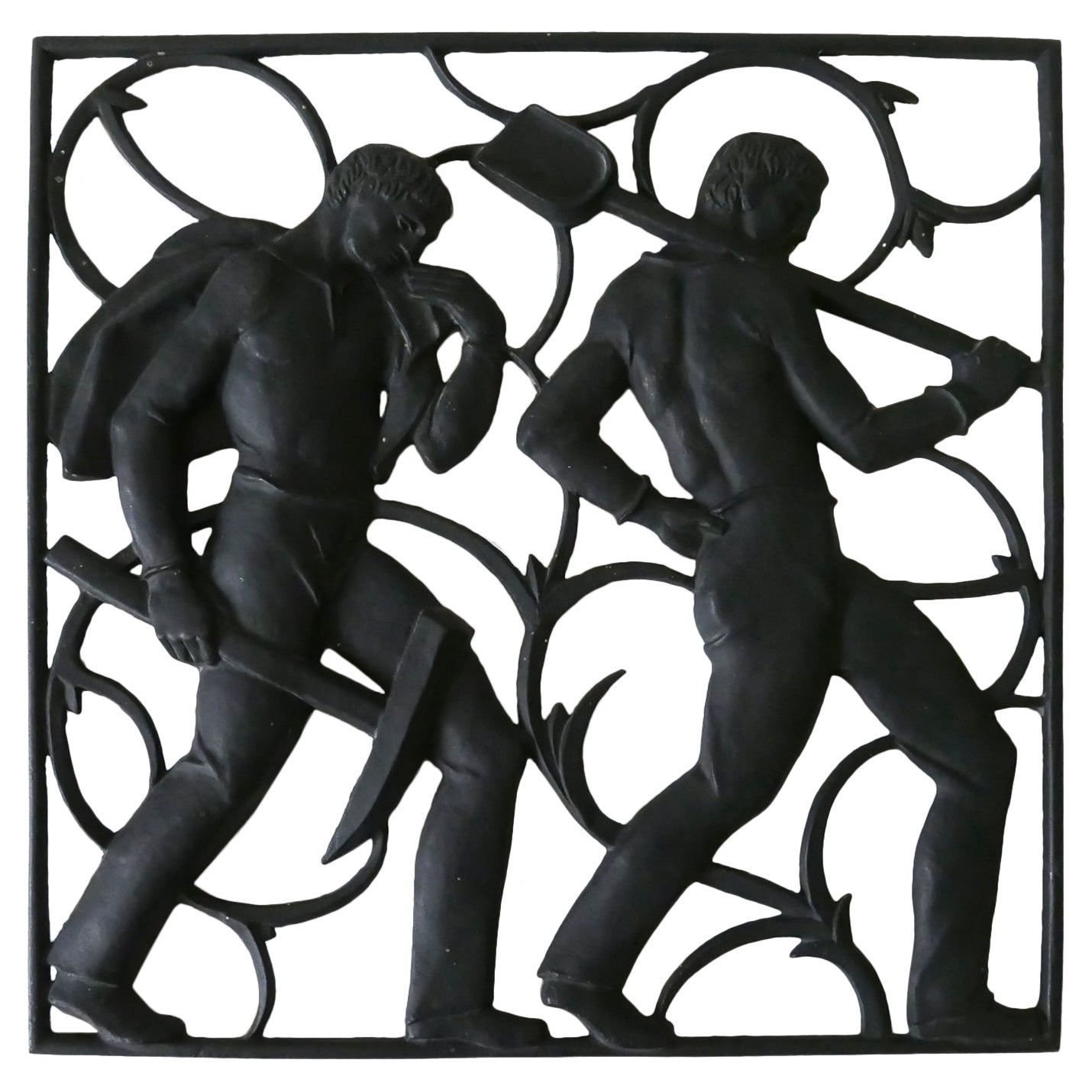 Cast Iron Art Deco Wall Relief „Unsere Arbeit“ by Heinrich Moshage 1929 Germany For Sale