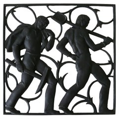 Cast Iron Art Deco Wall Relief „Unsere Arbeit“ by Heinrich Moshage 1929 Germany