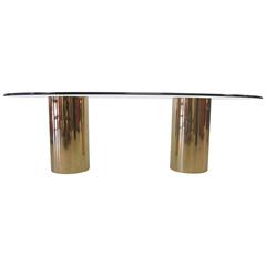 Gilt Brass Pedestal Table in the Manner of Mastercraft Gilt Brass Pedestal Table in the Manner of Mastercraft