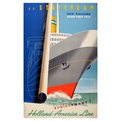 Original Vintage Cruise Travel Poster Holland America Line S.S. Statendam