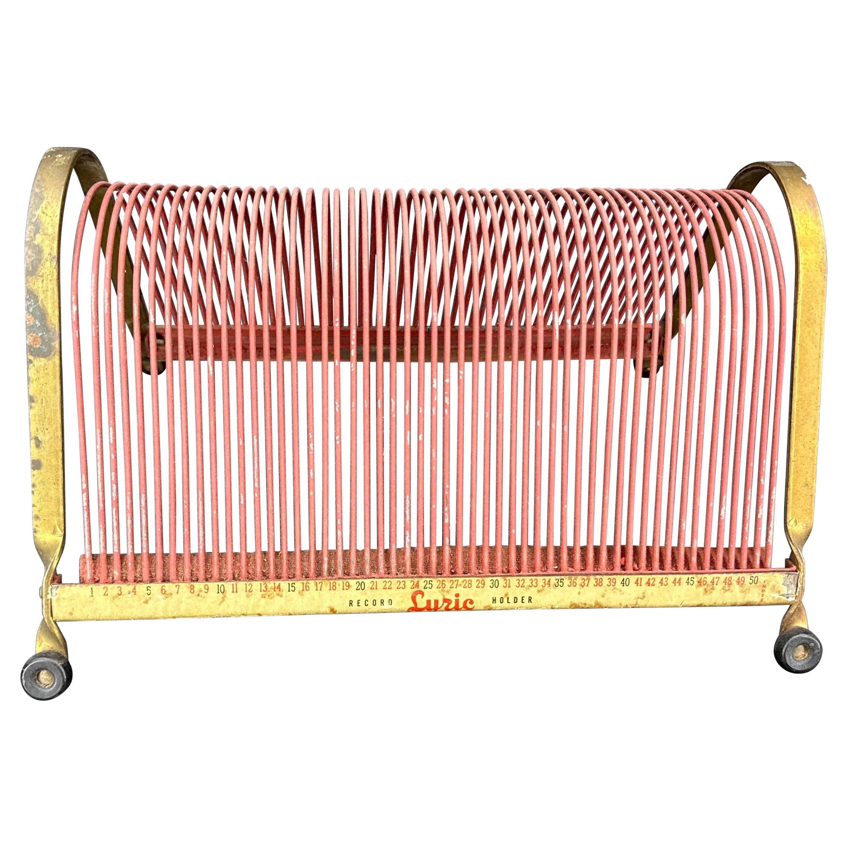 1950's Lyric Metal Vinyl Record Album Holder Rack For Sale