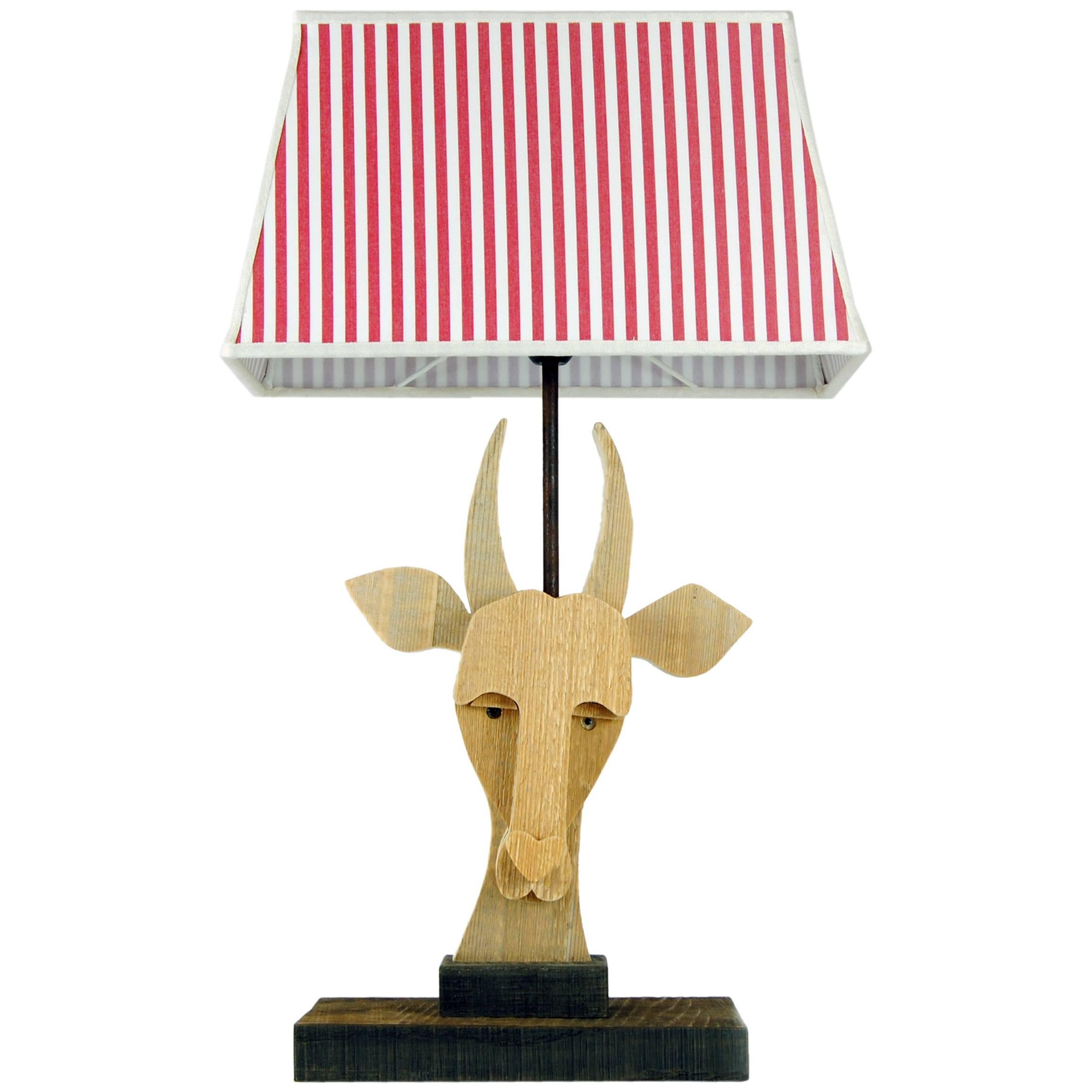 Natural Wood Goat Table Lamp by Michelangeli, Italy For Sale