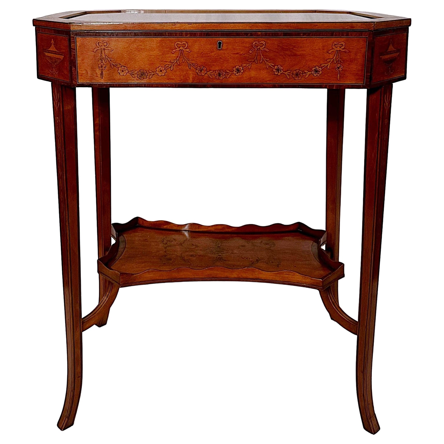 Antique English Satinwood Tabletop Vitrine, Circa 1880.