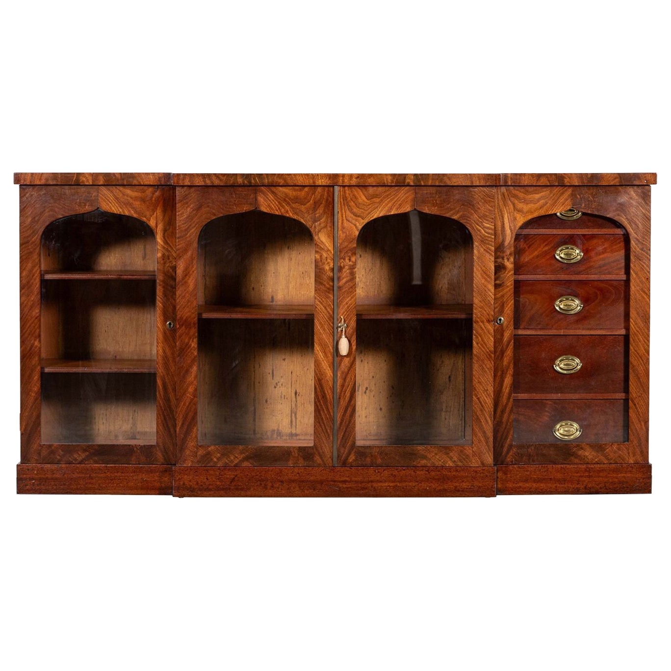 English Regency Mahogany Breakfront Sideboard