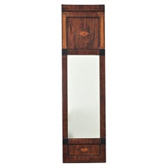 Danish 19th Century Mahogany Inlay Narrow Mirror
