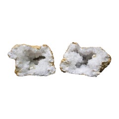 Antique Large White Split Crystal Geodes with Natural Baroque Pearls