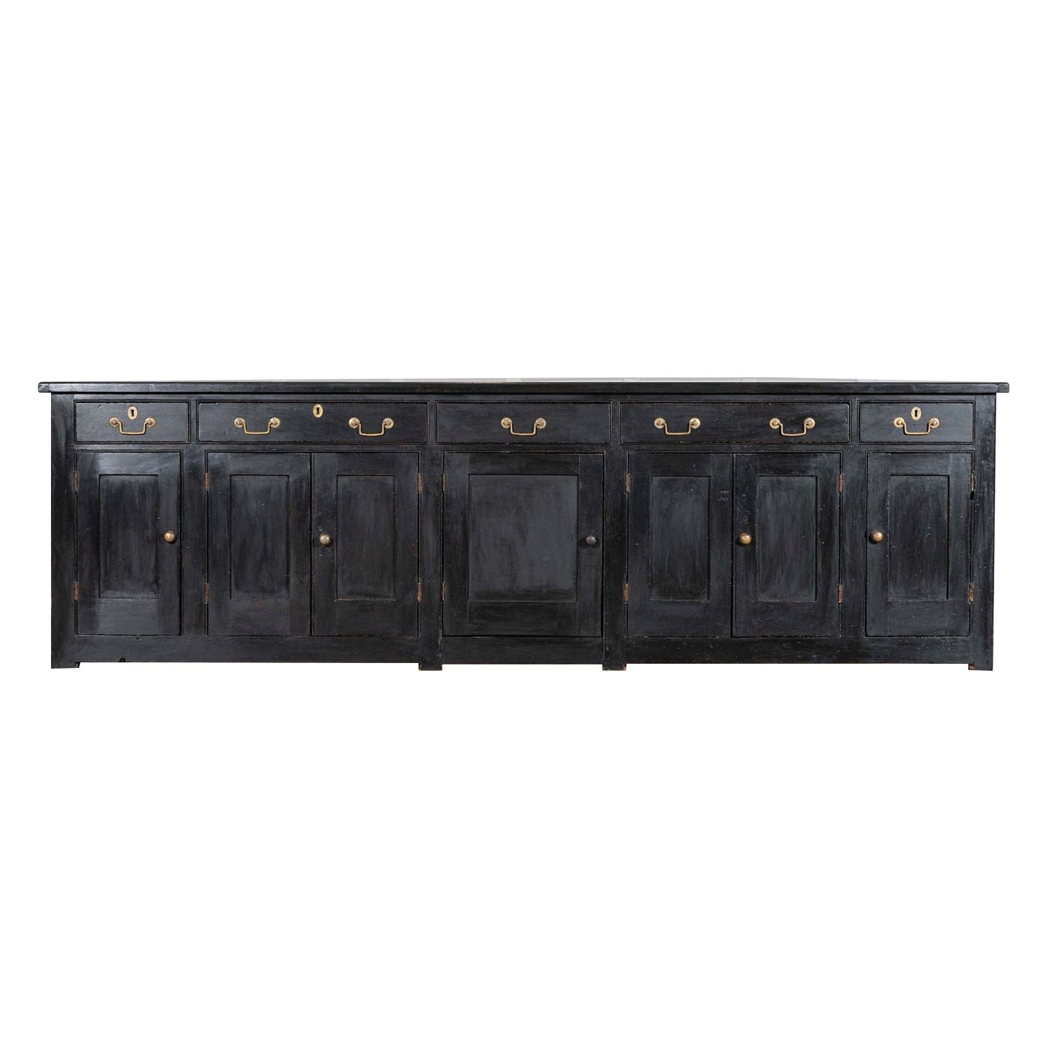 Monumental 19thC English Ebonised Pine Dresser Base