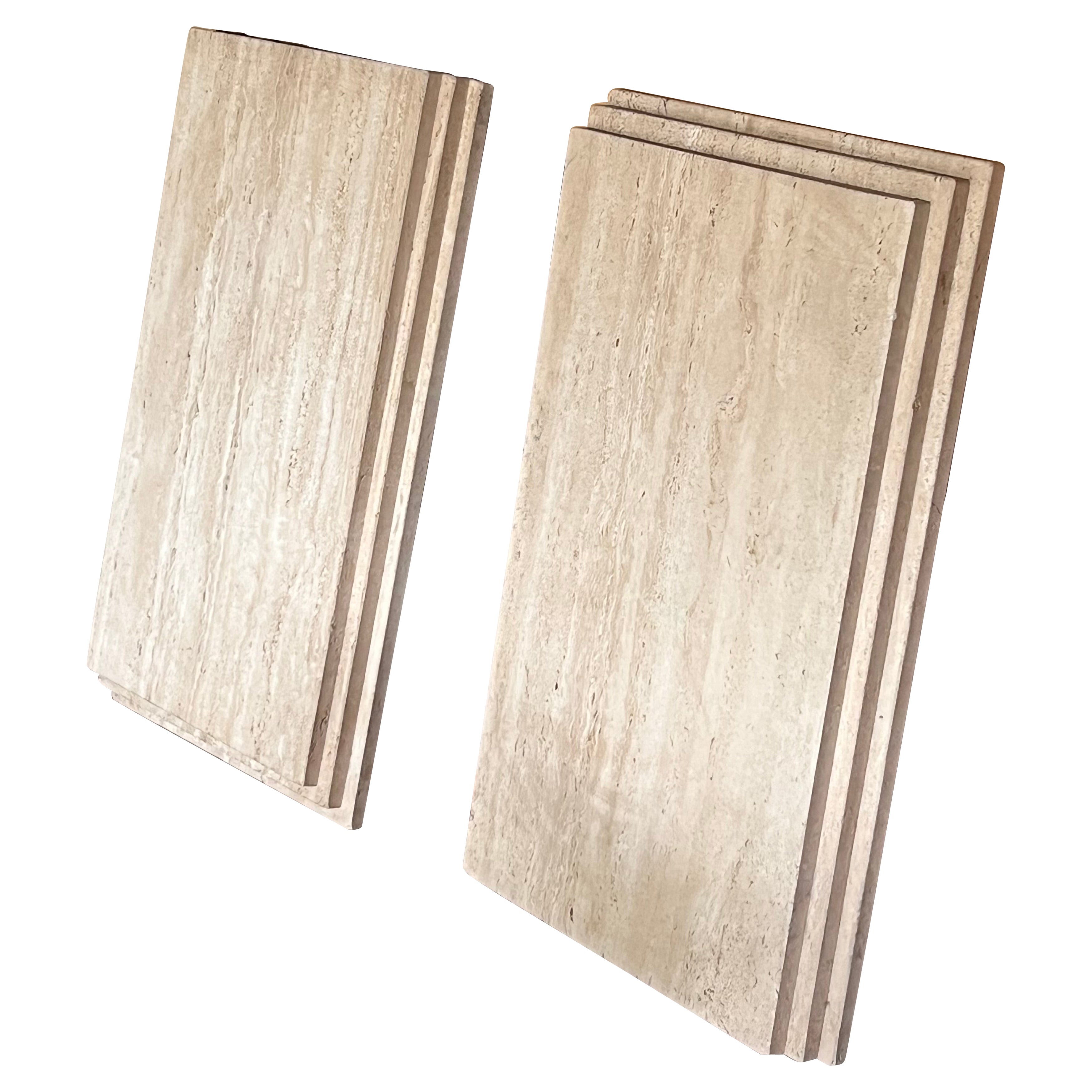 A pair of Carlo Scarpa style vintage Italian travertine slabs, 20th century For Sale