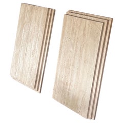A pair of Carlo Scarpa style vintage Italian travertine slabs, 20th century