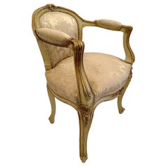 Antique French Carved and Gilded Wood Boudoir Chair, Circa 1900-1910.