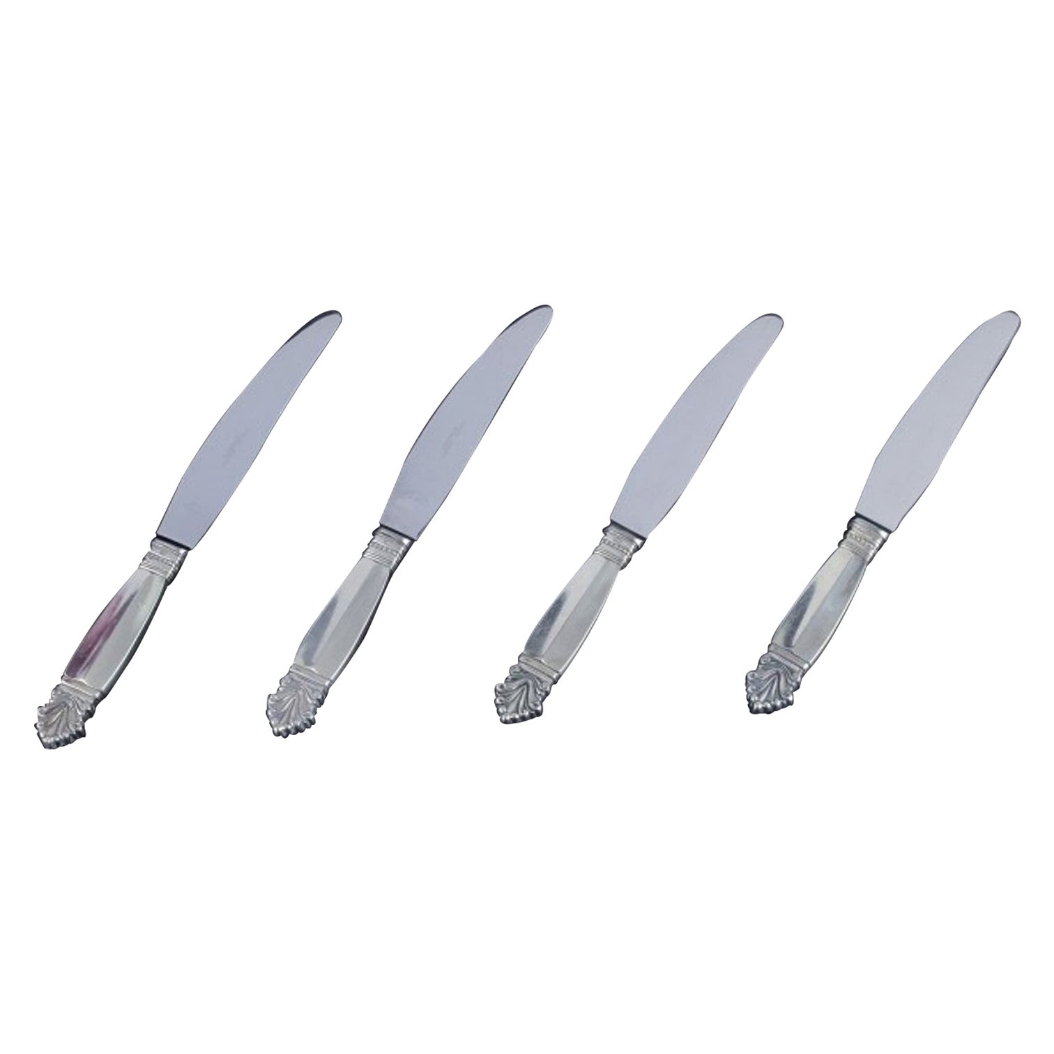 Georg Jensen "Acanthus". Four short-handled dinner knives in sterling silver