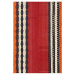Vintage Jajim Qashqai Persian Kilim in Red, Blue, and Ivory Tones - Rug & Kilim