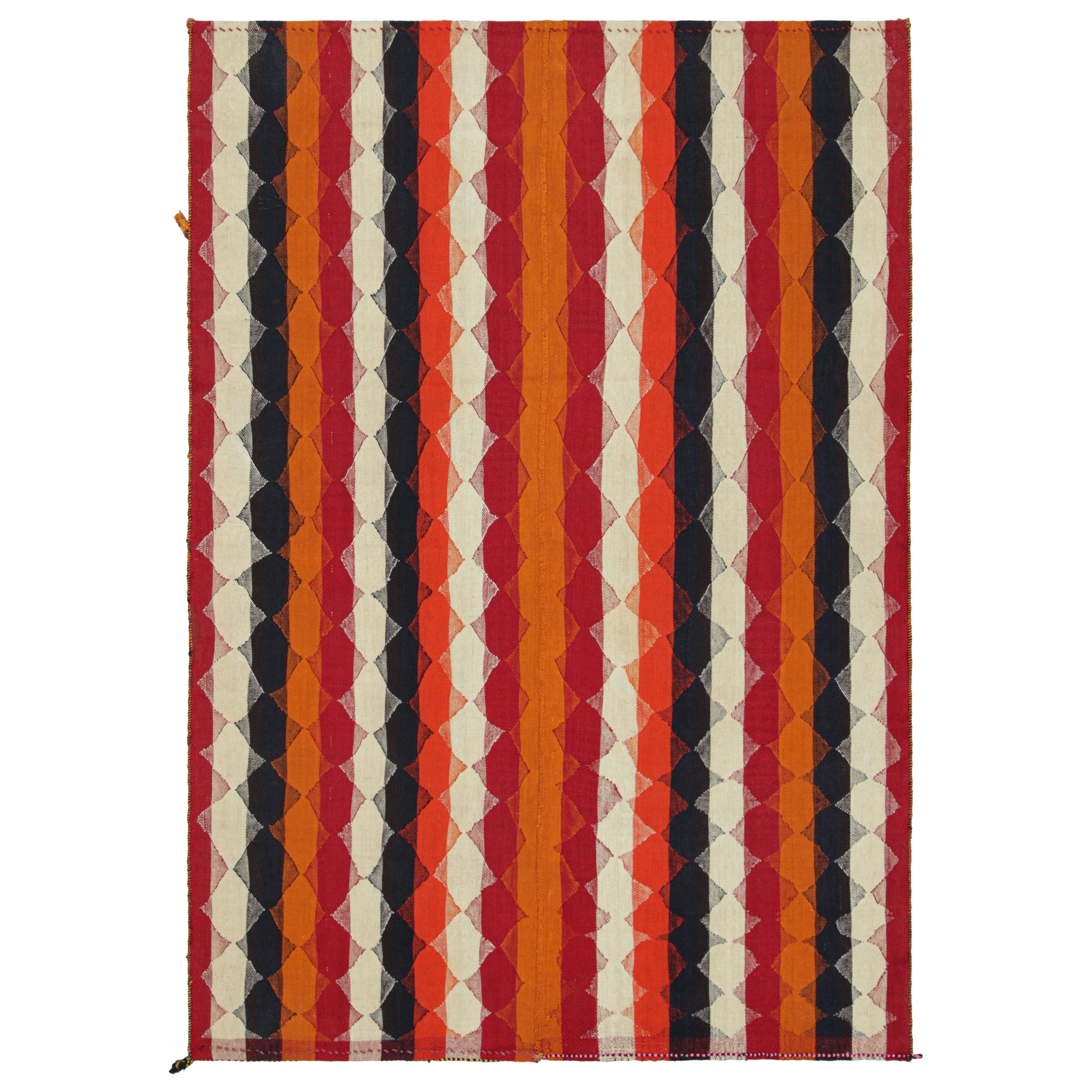 Vintage Jajim Qashqai Persian Kilim with Colorful Geometric Patterns Rug & Kilim