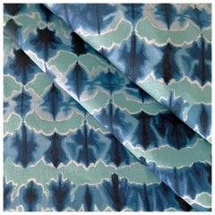 Wave Fabric in Jade and Indigo, Belgian Linen (Fabric by the Yard)