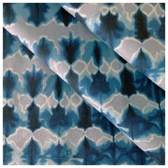 Wave Fabric in Silver and Indigo, Belgian Linen (Fabric by the Yard)