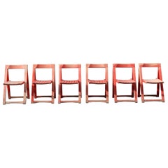 Vintage Mid- Century Folding Chair red Beech 1 / 6