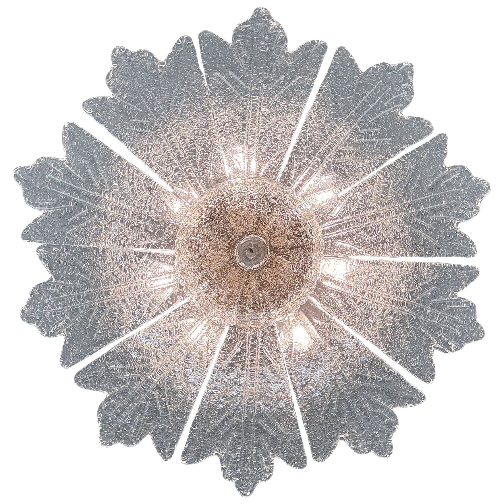 Italian Midcentury Flower Murano Glass Chandelier, 1970s For Sale