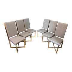 Set of 6 Mid-Century Vintage Dining Chairs with Brass Details
