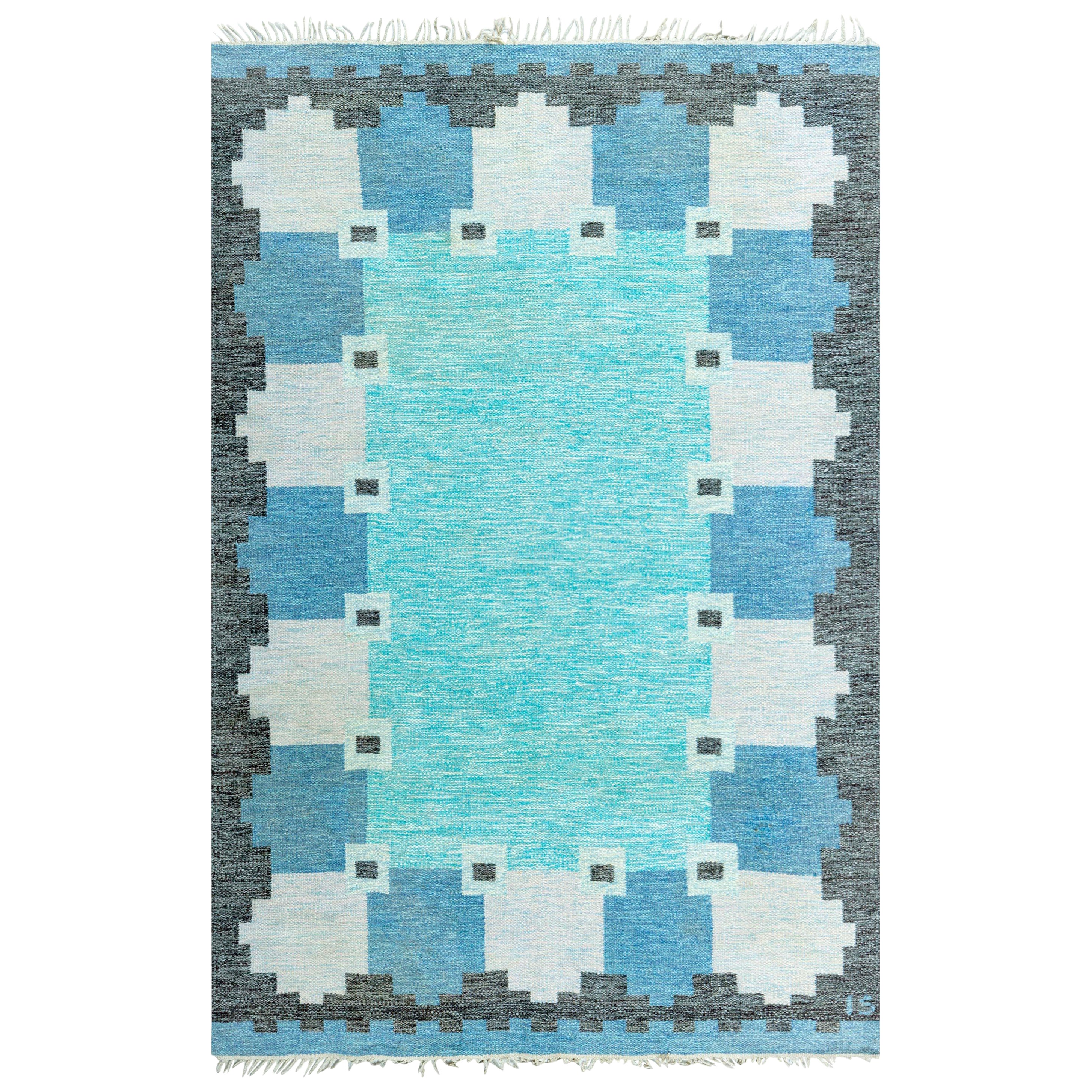 Doris Leslie Blau Vintage Swedish Flat Woven Rug by Ingegerd Silow