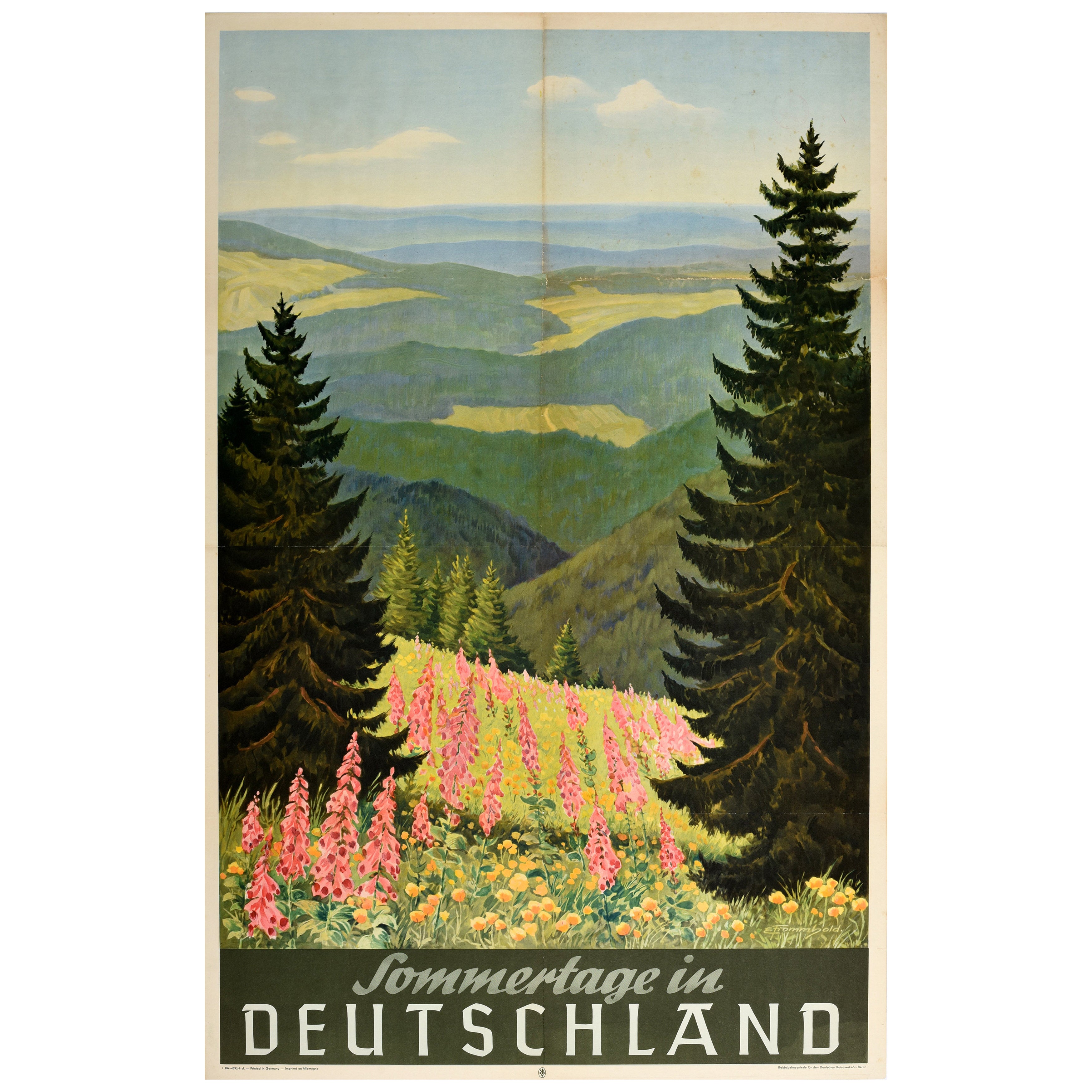 Original Vintage Travel Poster Summer Germany Sommertage Deutschland Frommhold