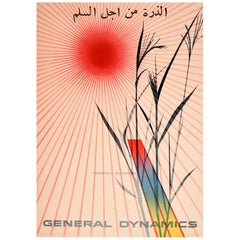 Original Vintage Poster General Dynamics Radiation Arabic Erik Nitsche Maize