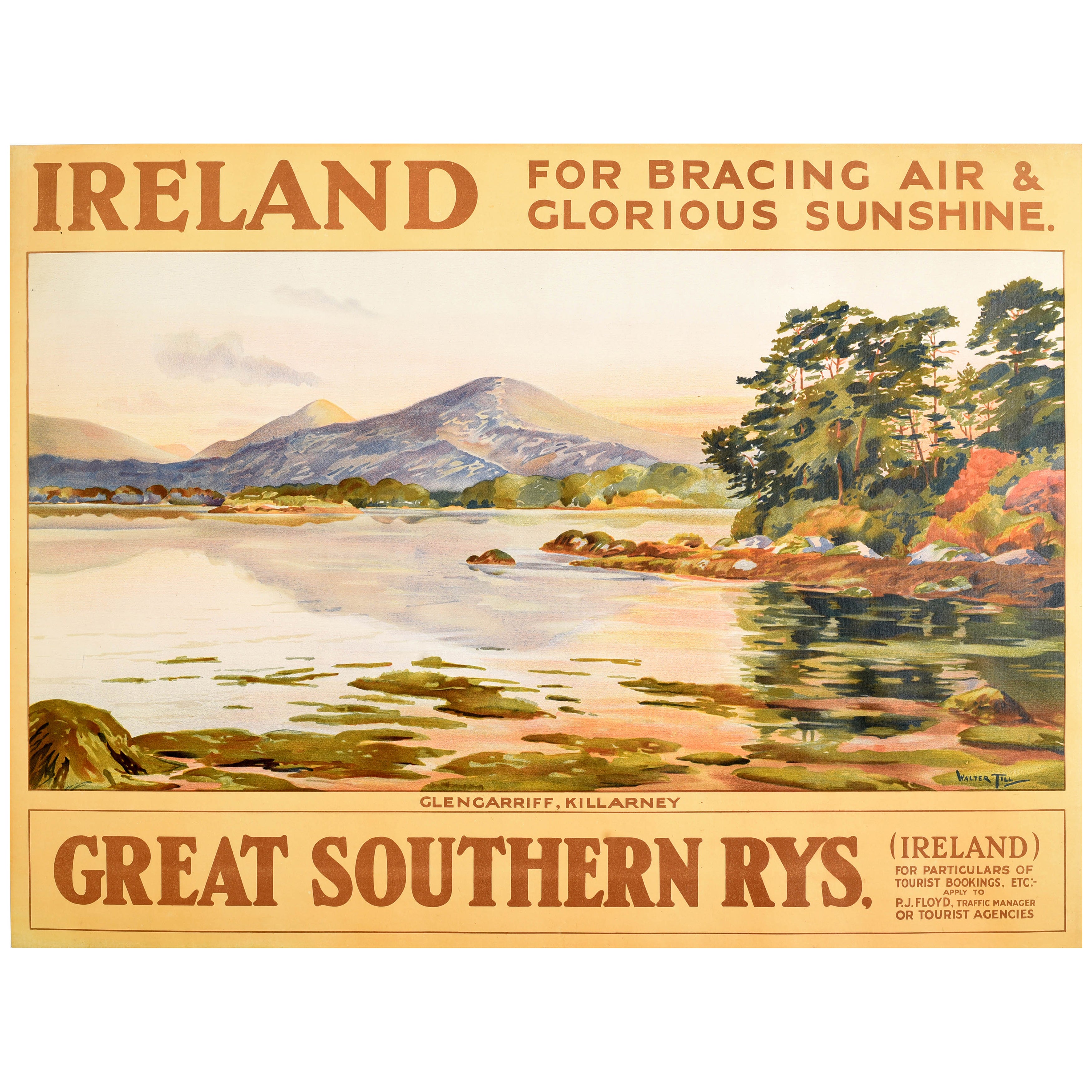 Original Vintage Travel Poster Ireland Great Southern Rys Glengarriff Killarney