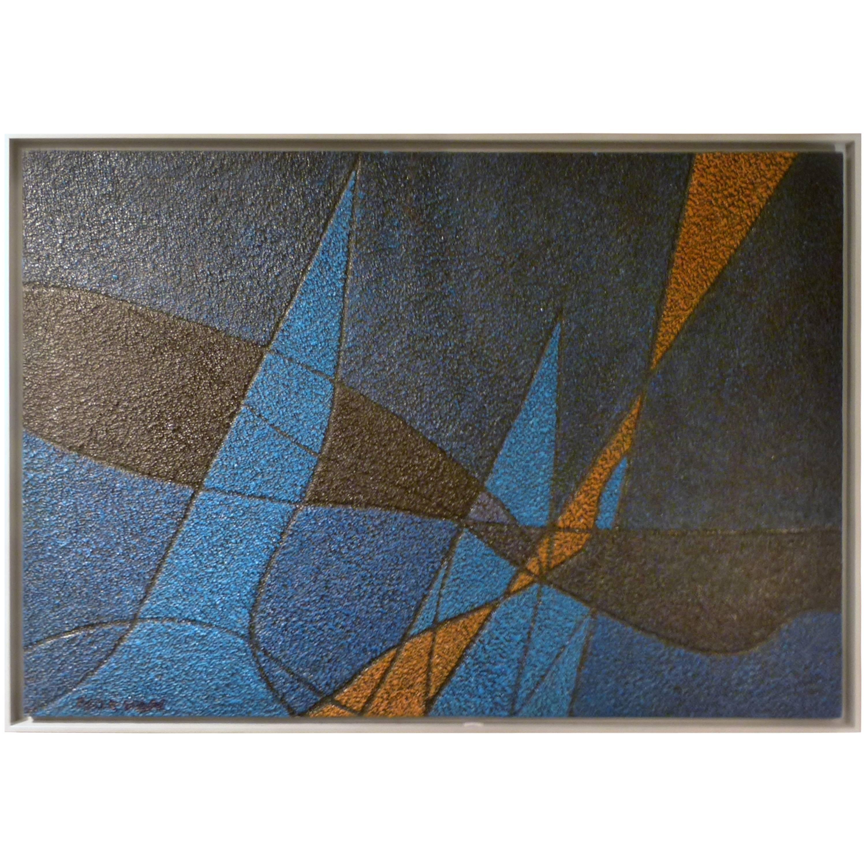 1970s Abstract Composition Painting by Yan Morvan