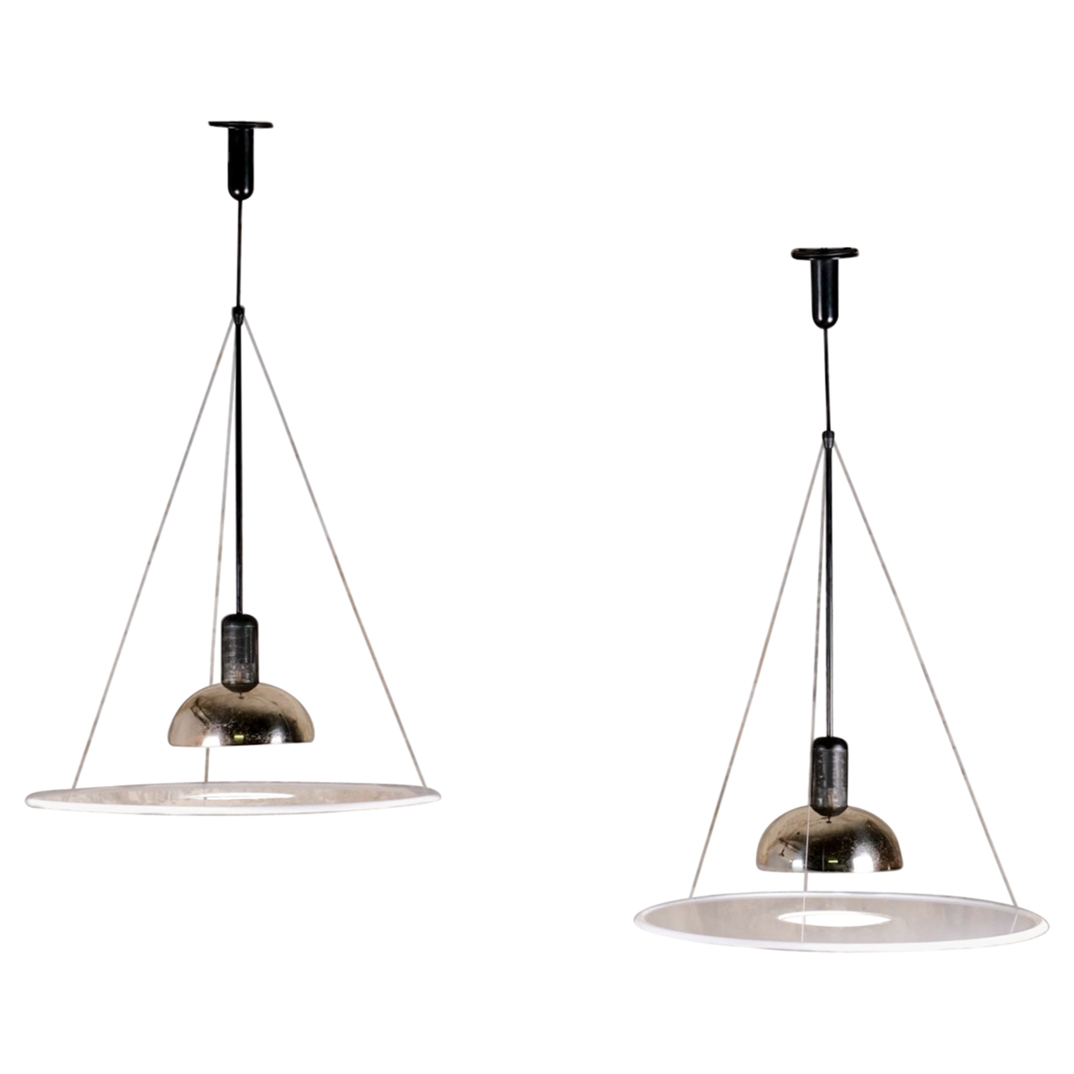 Pair of Frisbi 850 pendant lights by Achille Castiglioni for Flos, 1970s