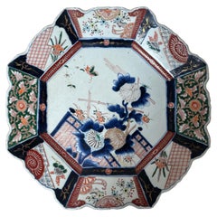 Japanese Imari Octagonal Plate, Hand-Painted Porcelain, Meiji Era