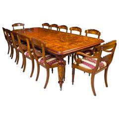 Victorian Style Marquetry Dining Table and 12 Chairs 1