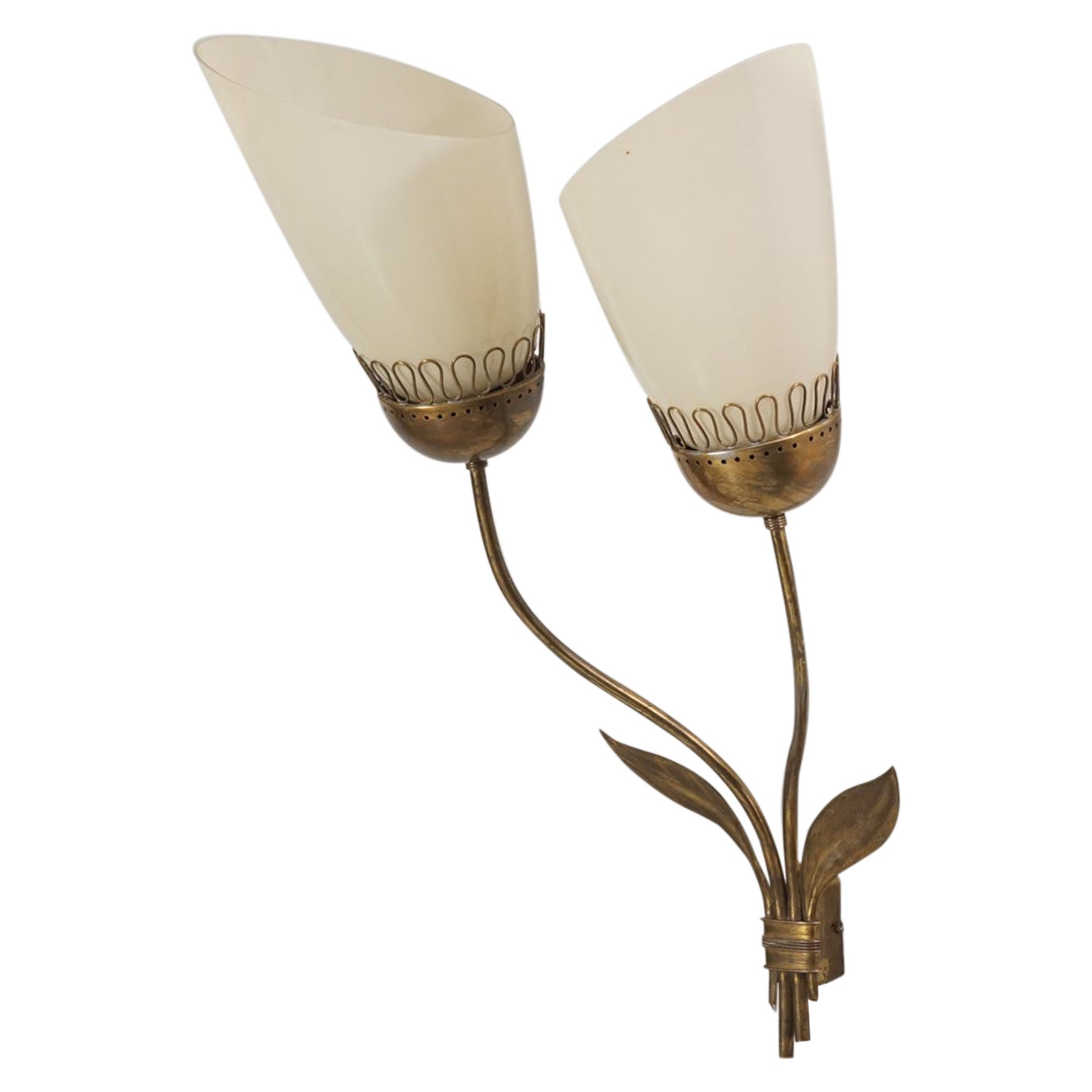 Large Double Armed Wall Light In The Style Of Paavo Tynell, 1940s For Sale